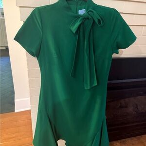 CeCe Emerald Green Mini Dress with Elegant Bow